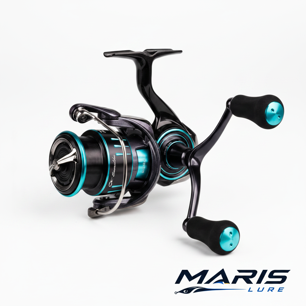 Daiwa Emeraldas Air 2025 – White Background with Maris Lure Logo