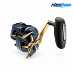 Daiwa Saltiga electric fishing reel on a clean white background with the MarisFishing logo in the upper-right corner