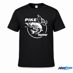 Maris Pike Hunter fishing T-shirt with original graphic on a white background and MarisFishing logo