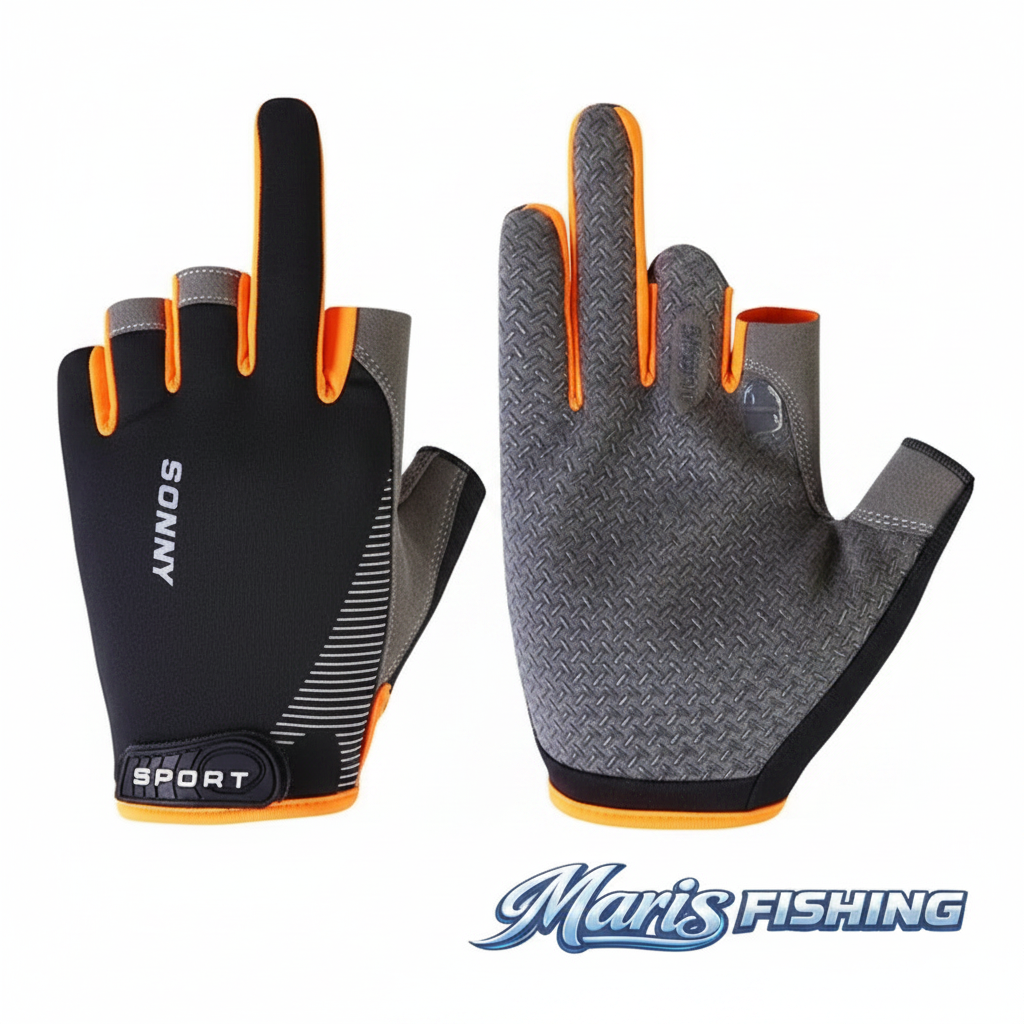 Unisex 3-Finger Fishing Sun Gloves with Maris Fishing logo