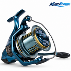 CLX saltwater spinning reel centered on a clean white background with the MarisFishing logo in the upper-right corner