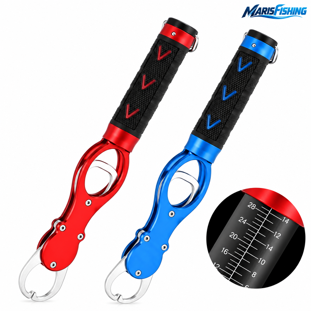 Maris 28cm fishing lip gripper with built-in scale