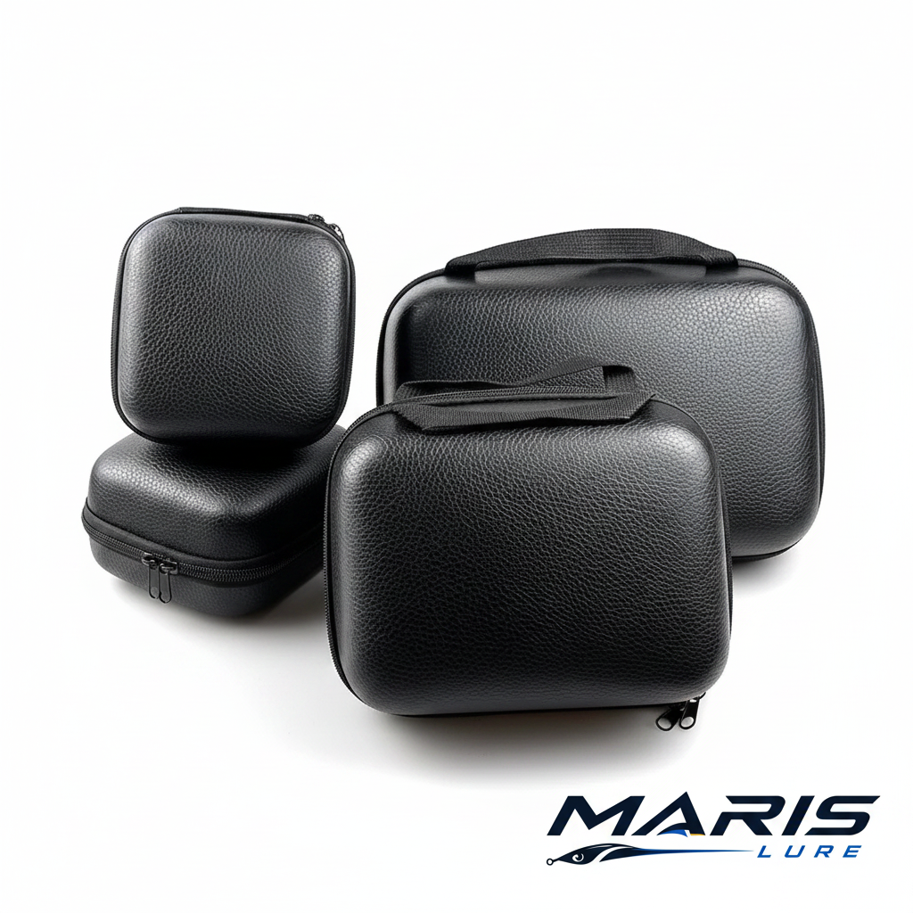 Maris Lure PU Fishing Reel Bag S/M/L – White Background